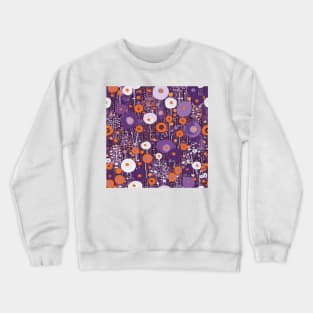 Purple Orange and White Abstract Flowers After Klimt Crewneck Sweatshirt